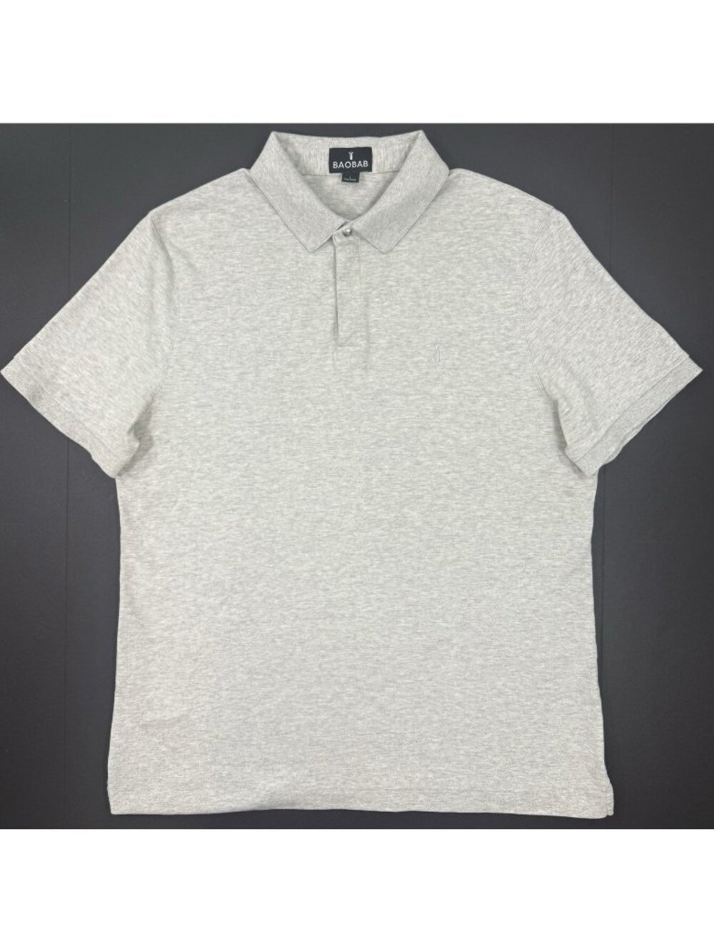 Baobab Mens Perfect Polo Shirt Size Large Zip Pima Cotton Gray Short Sleeve